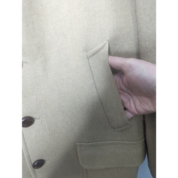 Pendleton Men’s Wool Car Coat 44 Tan Mid Length Button Front Jacket VTG 90s USA - Picture 6 of 13